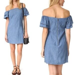 - Alice + Olivia - off shoulder off shoulder jean midi dress - size XS